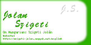 jolan szigeti business card